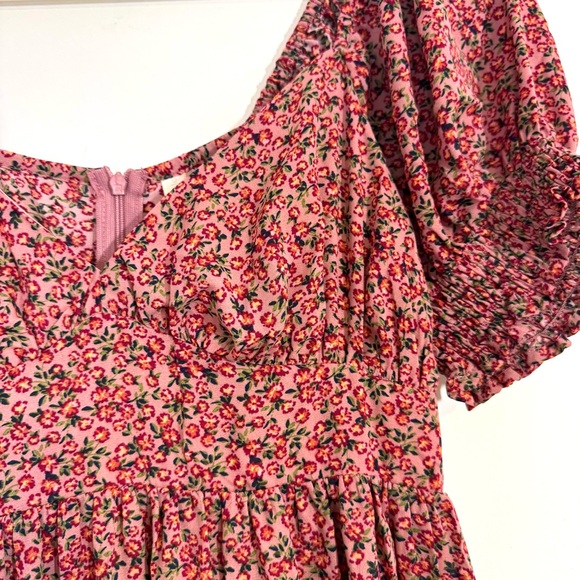 Pinkblush Pink Floral Puff Sleeve Peasant Cottagecore Smocked Maxi Dress Small - Picture 8 of 13